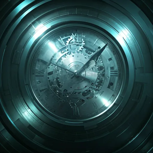 Abstract mechanical clockwork and gears in metallic blue lighting: precision custom automation and connected systems